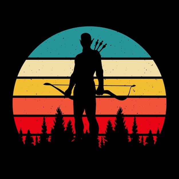 Funny Archer Bowman Hunting Lover Retro Vintage Archery Tshirt Design