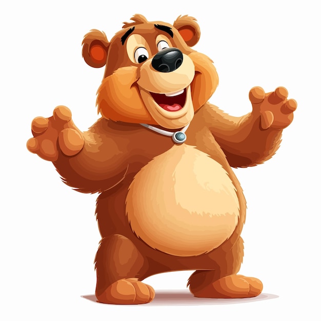 Vector funny bear cartoon character on white background