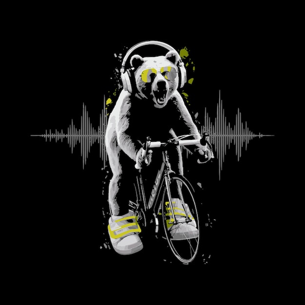 Vector funny bear riding cycle