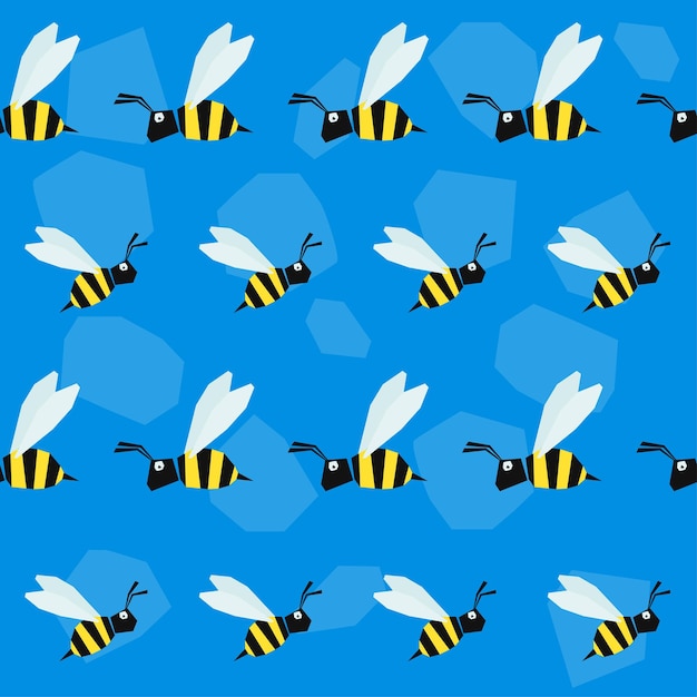 Funny bee. Cartoon bright colored graphic abstract seamless pattern illustration for use in design