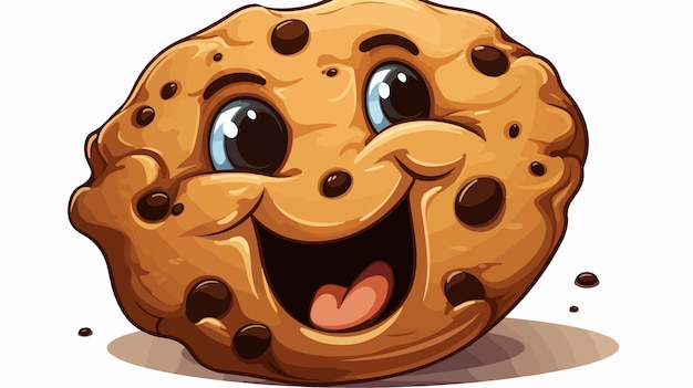 Vector funny bitten smiling brown chocolate cookie vector illustration