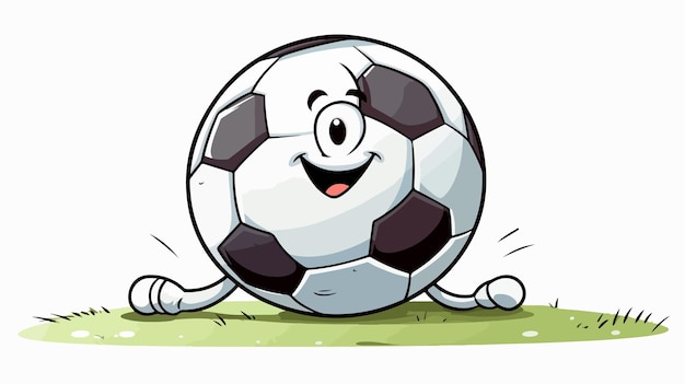 Funny Black and White Soccer Ball Vector Illustration