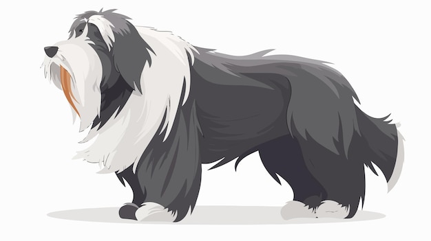 Vector funny bobtail or old english sheepdog large herding