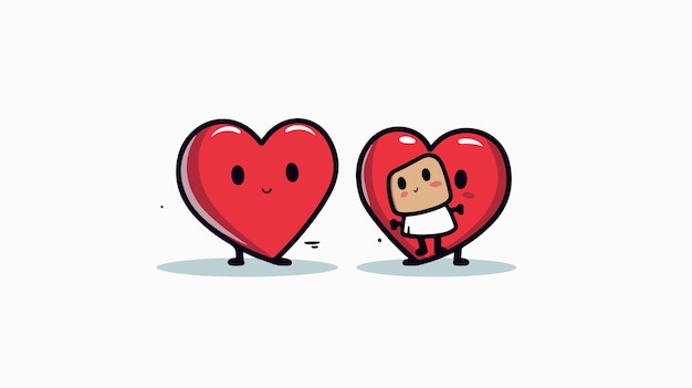 Vector funny broken heart quickly fixed in simple doodle style