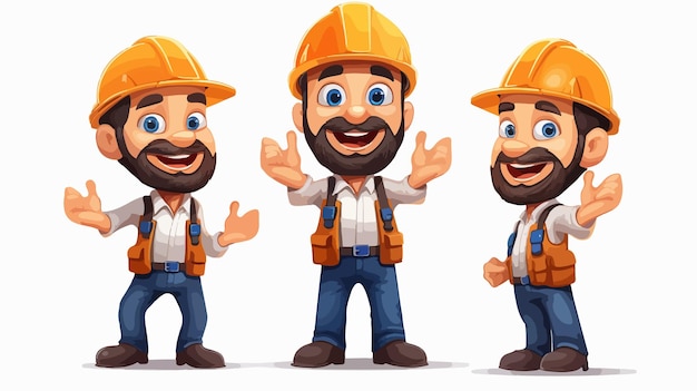 Vector funny builder avatar character cartoon vector illustration