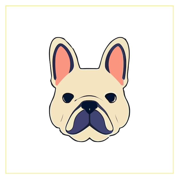 Funny Bulldog face isolated outlined vector illustration