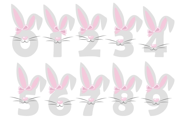 Funny bunny numbers for kidsDigits in the form of a rabbit Learn to count