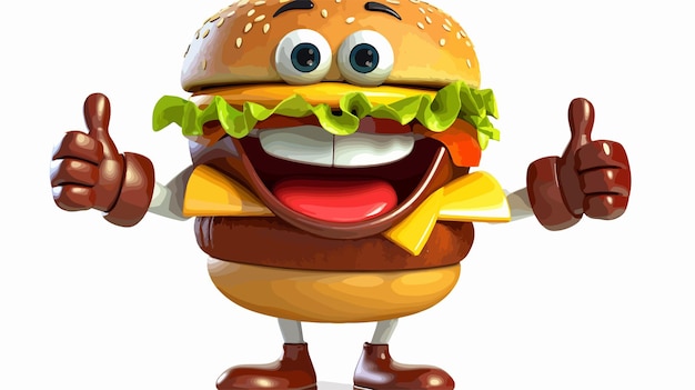 Funny Burger Cartoon Character Chef Mascot Food Illustration