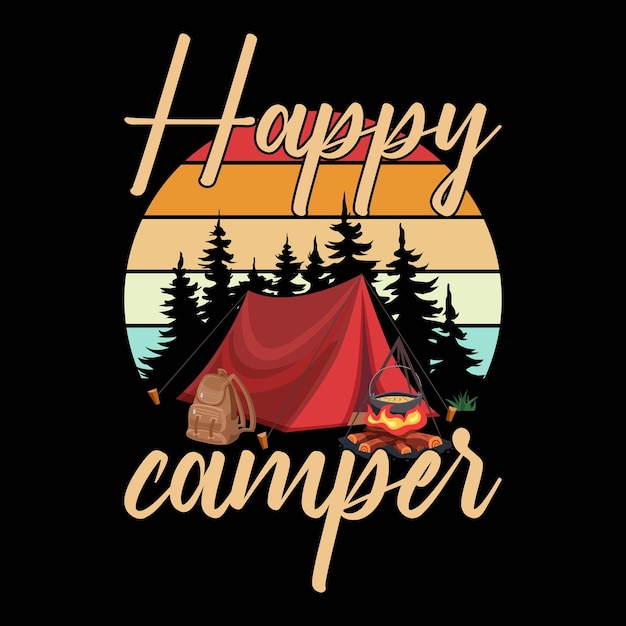 Funny Camping Hiking Lover Present Happy Camper