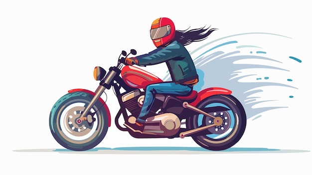 Funny Cartoon of Biker Riding Motorbike Playful Biker on a Joyride