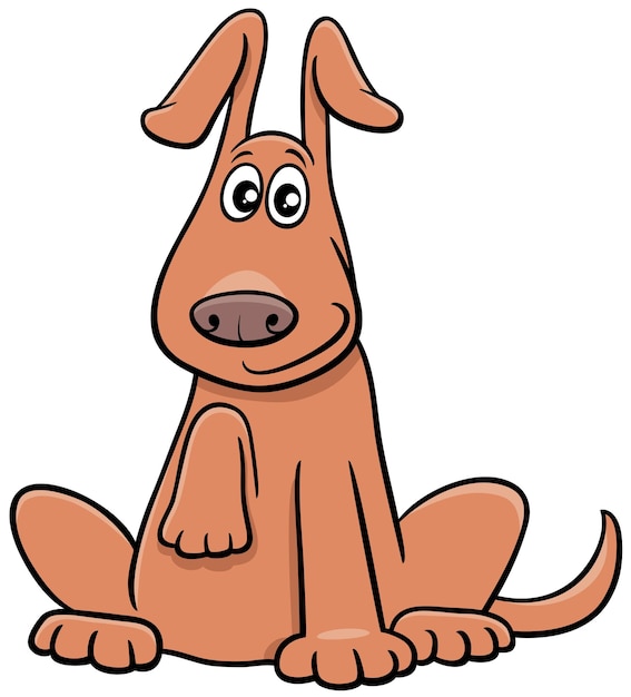 Funny cartoon brown dog comic animal character