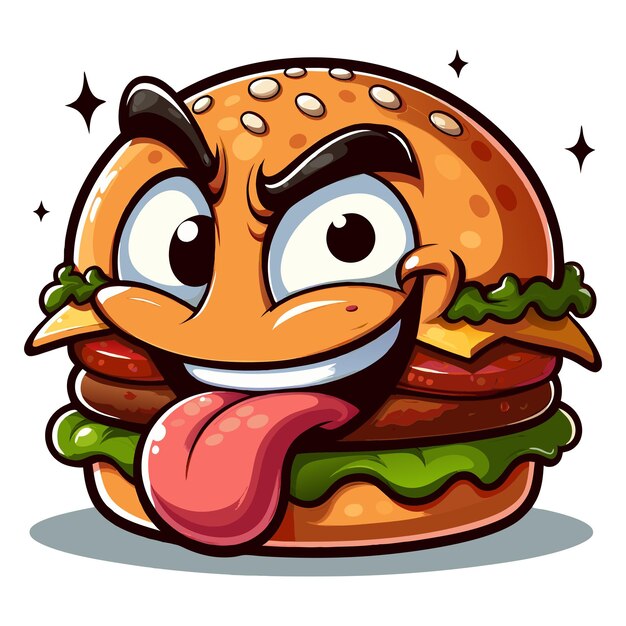 Vector funny cartoon burger clipart