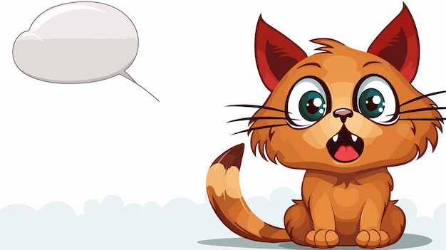 Vector funny cartoon cat with speech bubble illustration