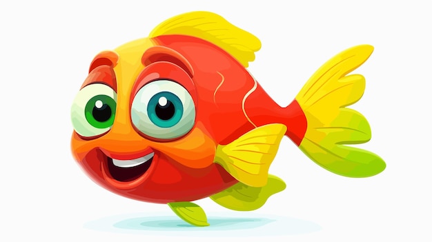 Vector funny cartoon character of red green yellow fish colorful fish illustration for stock photos