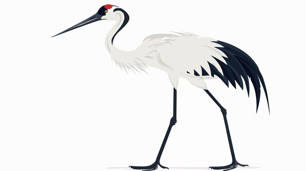 Vector funny cartoon crane bird on white background