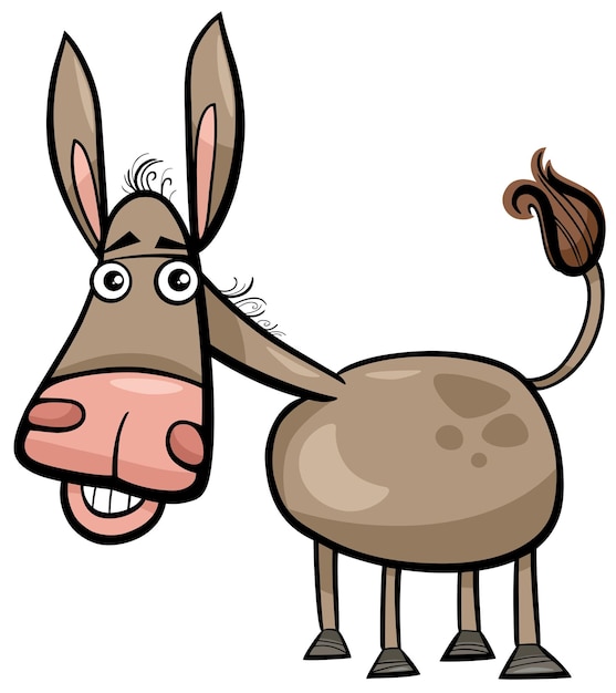 Funny cartoon donkey farm animal character