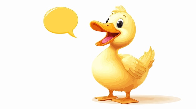 Funny Cartoon Duck with Speech Bubble Vector Illustration