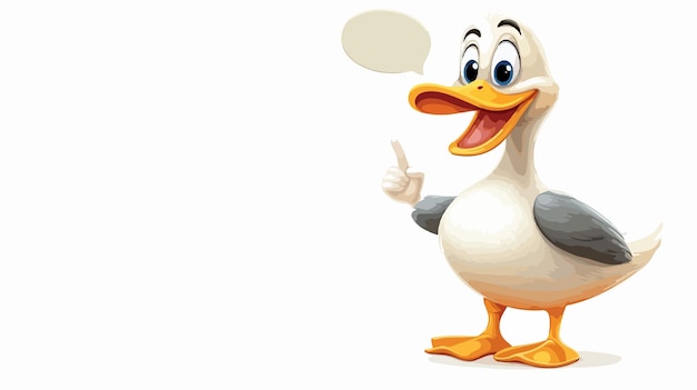 Funny Cartoon Duck with Speech Bubble Vector Illustration