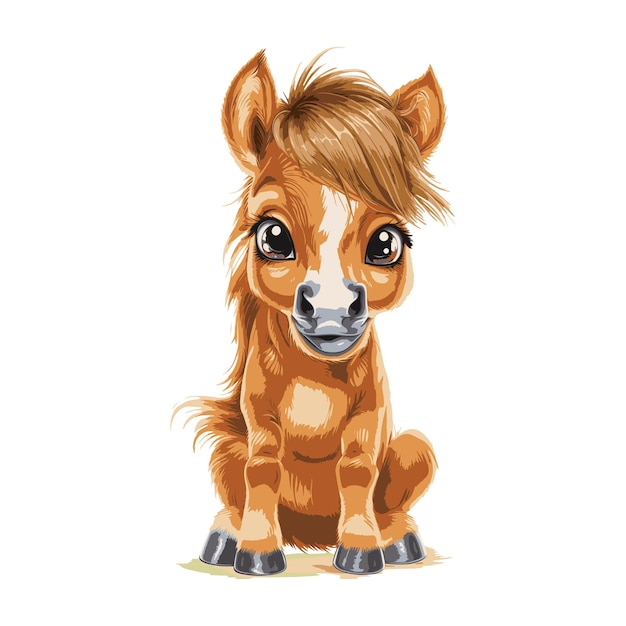 Funny cartoon horse vector illustration