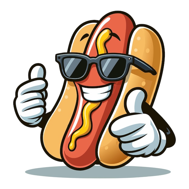 Vector funny cartoon hot dog clipart