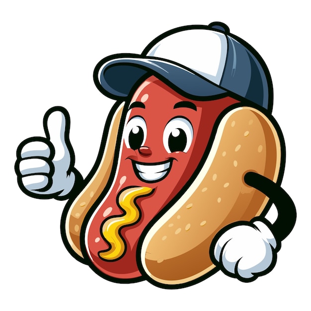 Vector funny cartoon hot dog clipart