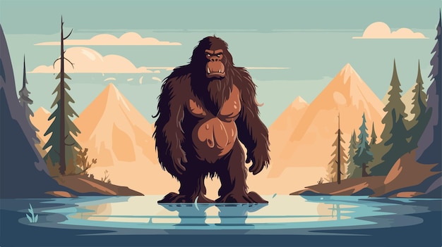 Vector funny cartoon illustration of a silly bigfoot creature