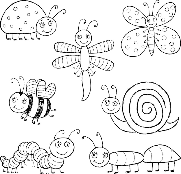 Funny cartoon insects