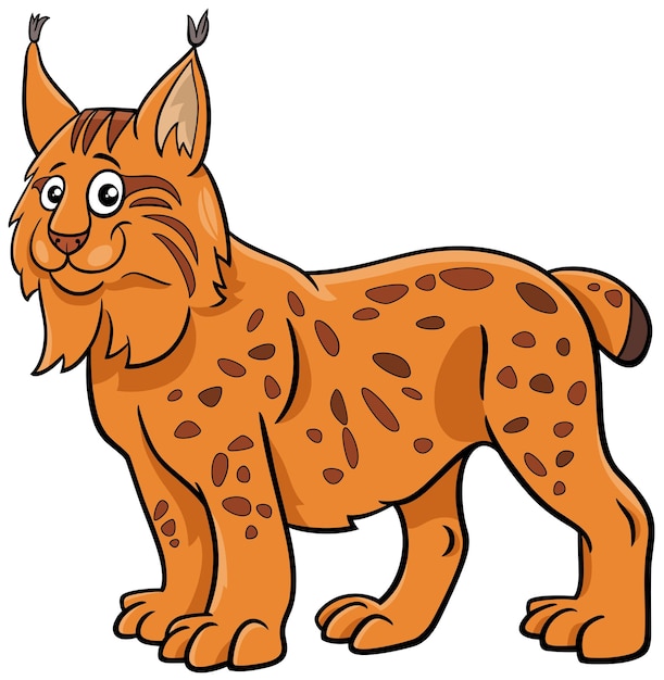 Funny cartoon lynx wild animal character