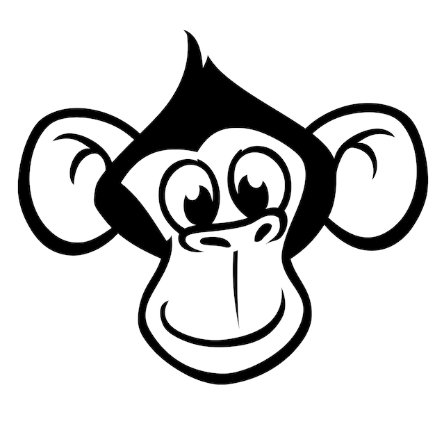 Funny cartoon monkey head. Vector illustration