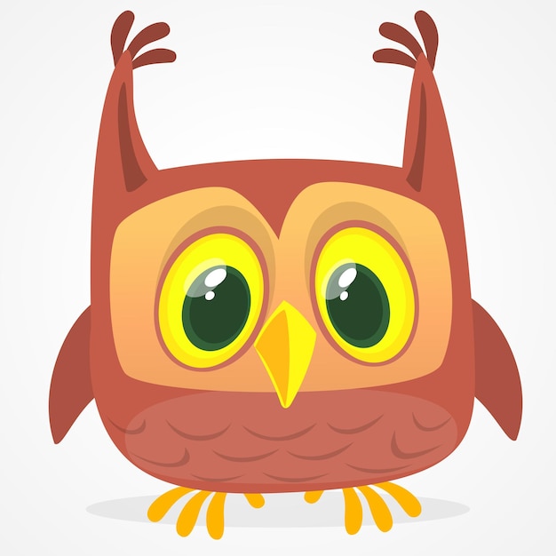 Funny cartoon owl with big eyes Vector illustration Design for print children book illustration or party