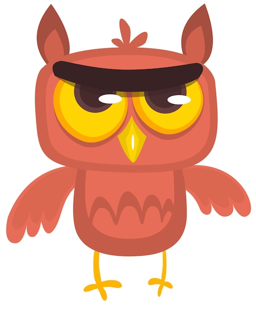 Funny cartoon owl with big eyes Vector illustration Design for print children book illustration or party