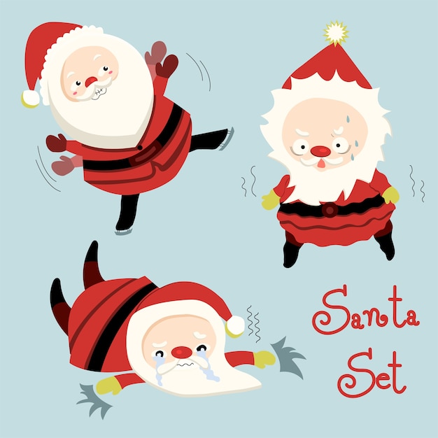 Funny cartoon Santa Claus set