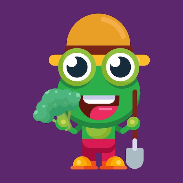 Funny cartoon smiling frog mascot character flat design illustration