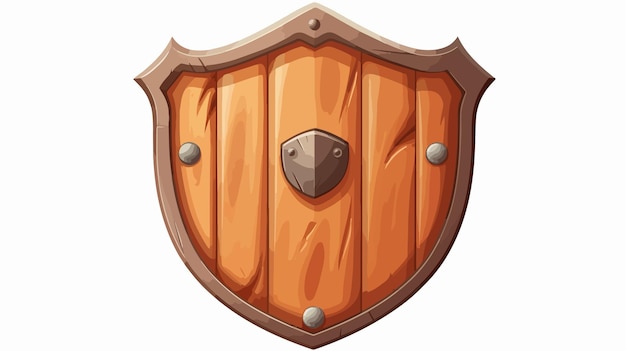 Vector funny cartoon style wooden shield illustration