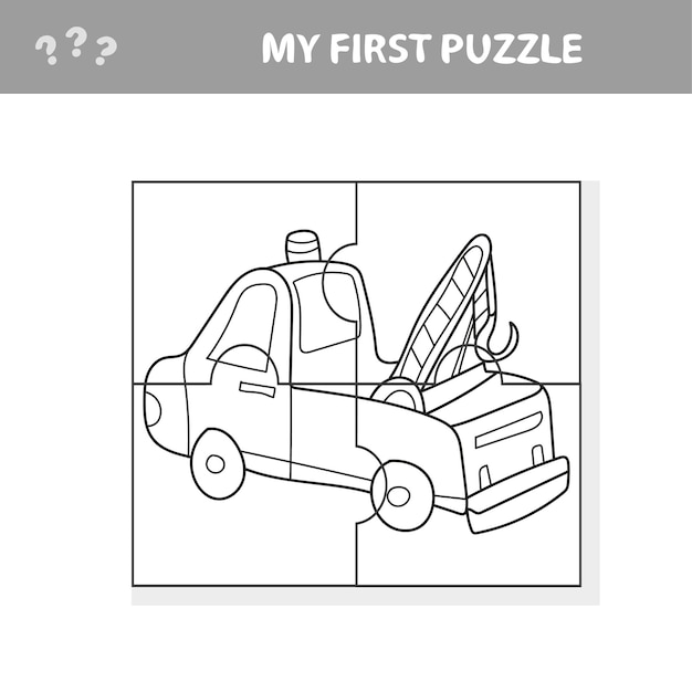 Funny cartoon truck. Educational game for kids - My first puzzle game and coloring book