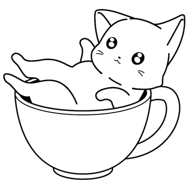 Funny cat cartoon character coloring page 4