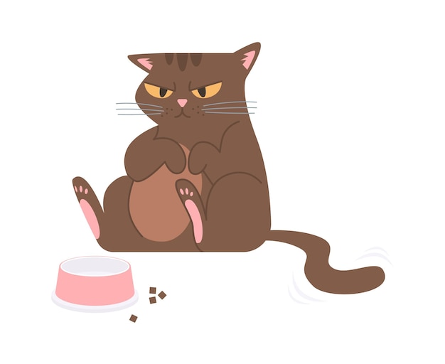 Funny Cat Eating Food Vector illustration