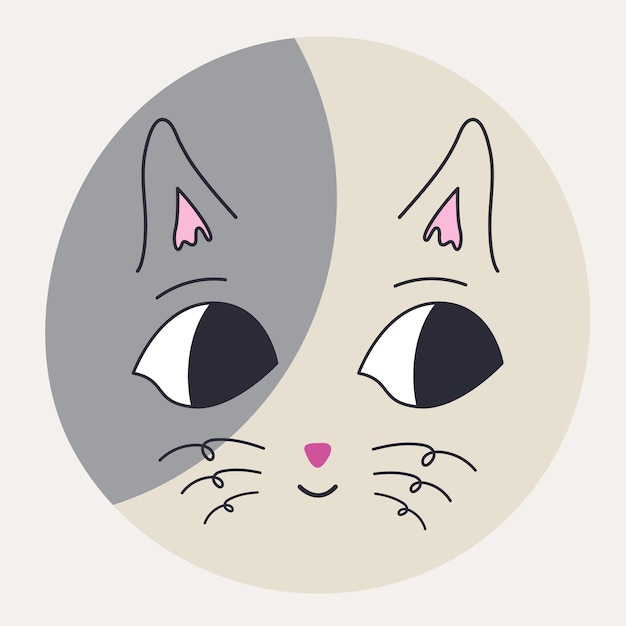 Funny cat face abstract personage mascot design funny face cute iconx9