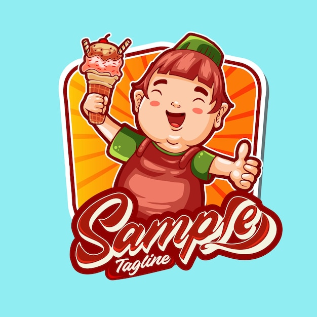 Funny character illustration ice cream