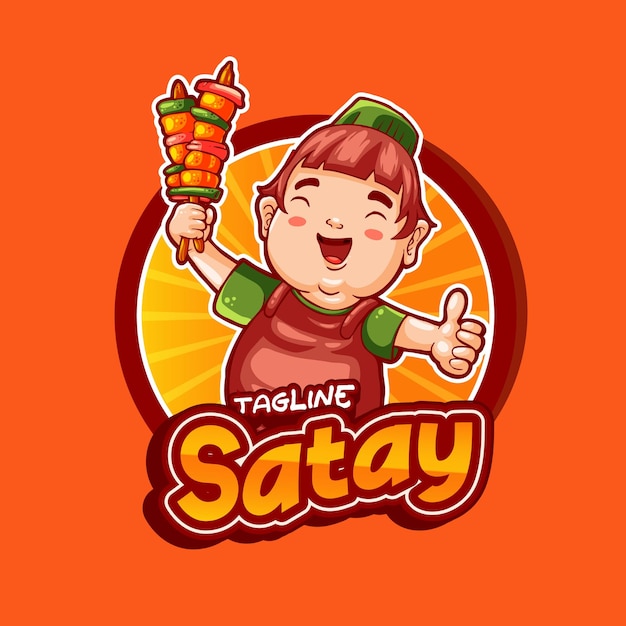 Funny character illustration satay template