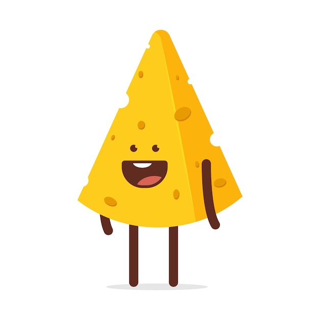 Funny cheese vector cartoon character isolated on a white background.