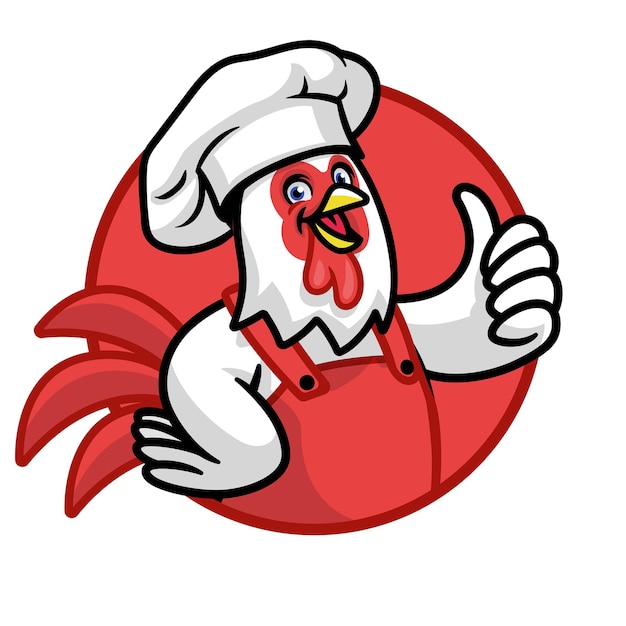 Funny chef chicken mascot