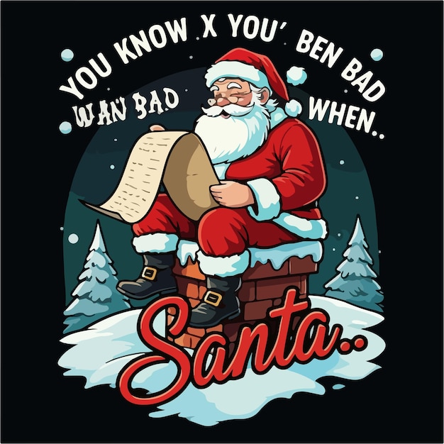 Vector funny christmas t shirt art illustration