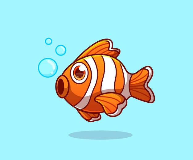 funny clown fish mascot illustration vector flat cartoon style