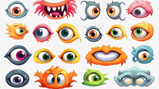 Vector funny comic monster eyes set vector illustration