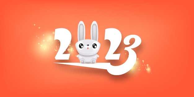 Funny Concept for chinese new year 2023 year of the rabbit bunny new year background banner and greeting card