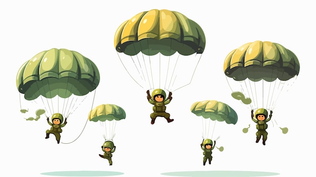 Vector funny and cool army with parachute stock vector