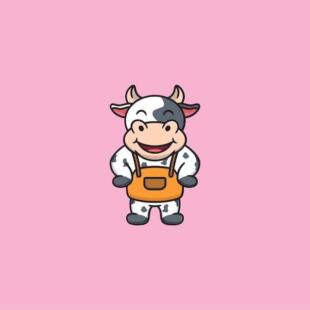 Funny Cow Mascot Logo Design Vector