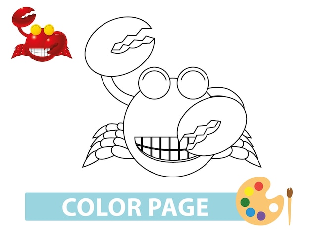 Funny Crab vector for coloring