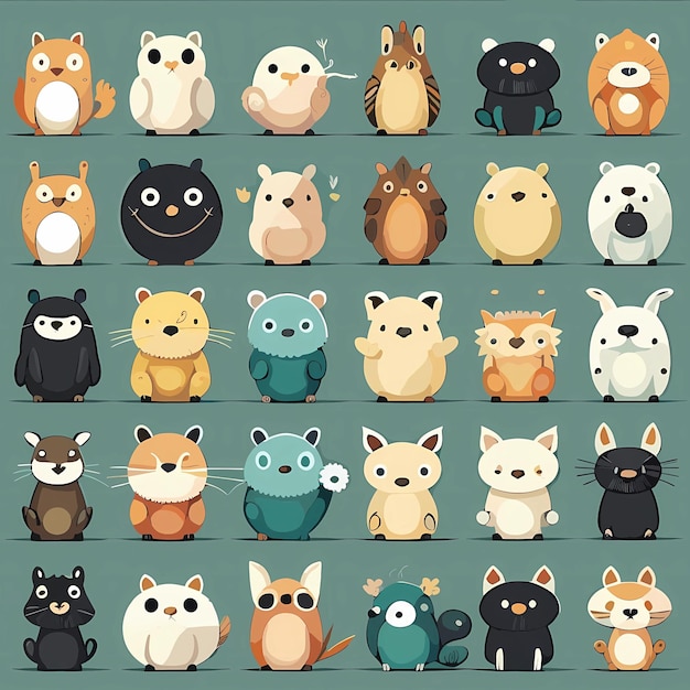 Funny and Cute Animal Characters Vector Background